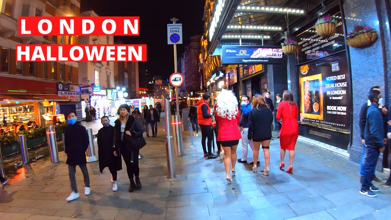 Halloween in London nightlife on a Saturday night London Walk 2021